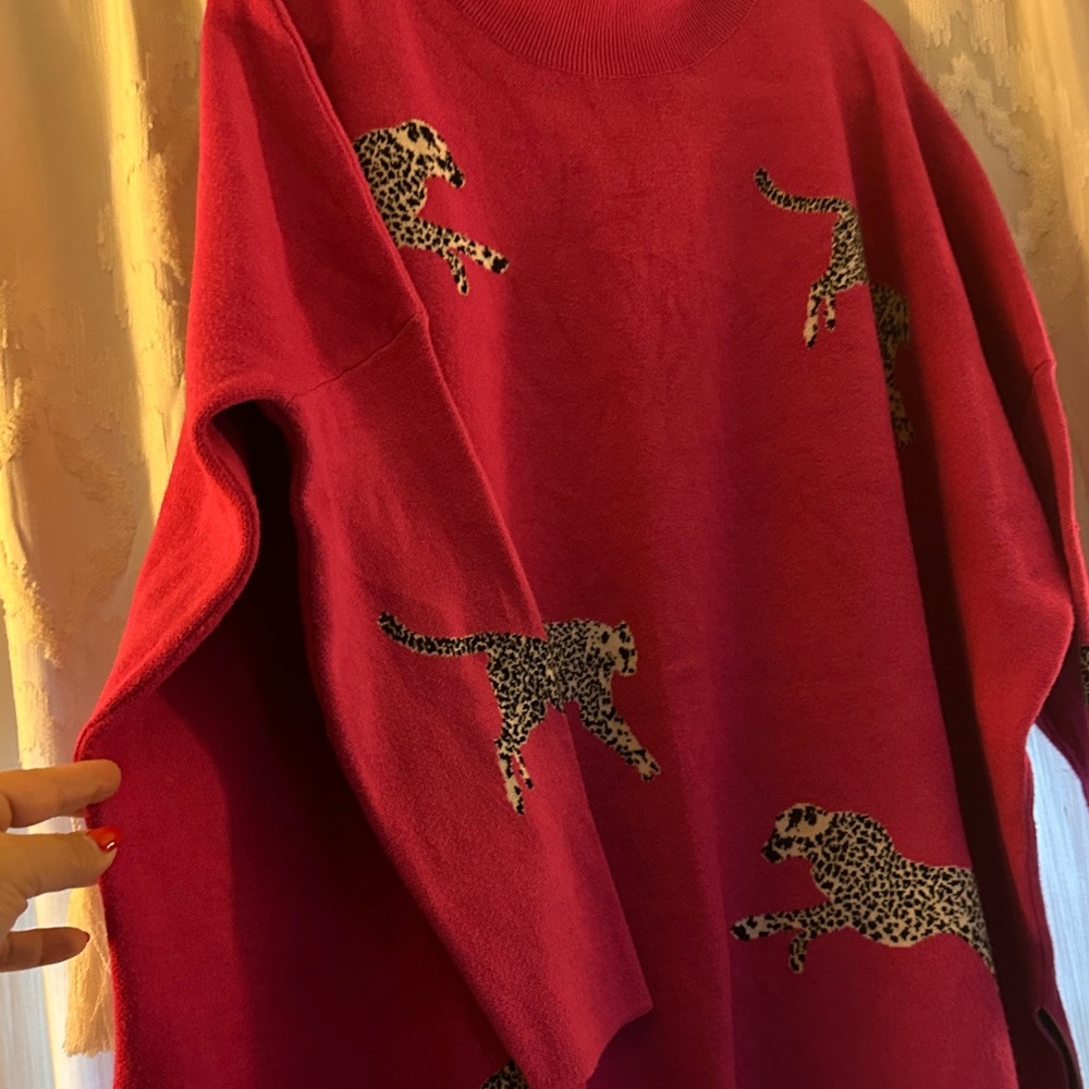 Pink Sweater with Leopard Print - Picture 2 of 4